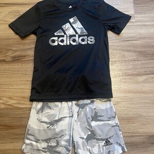 Adidas Black and Gray Camo T-Shirt and Shorts Set